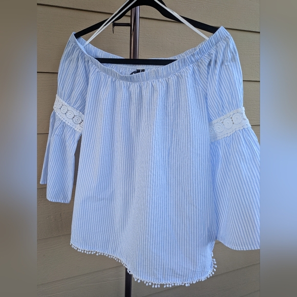 Joe's Jeans Tops - Joe's Jeans Women's Marlee Pleasant Blouse White And Blue Straiped Size M Cotton